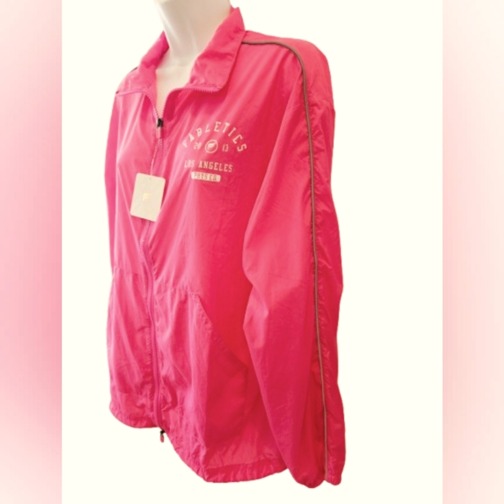 Hot Pink Windbreaker Jacket Athleisure Model Off Duty Y2K Sporty Chic Oversized - Picture 4 of 11